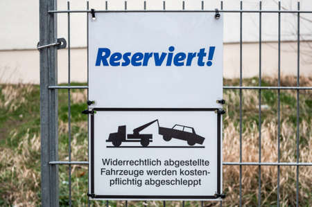 Reserviert sign on one of the parkings in Germanyの写真素材