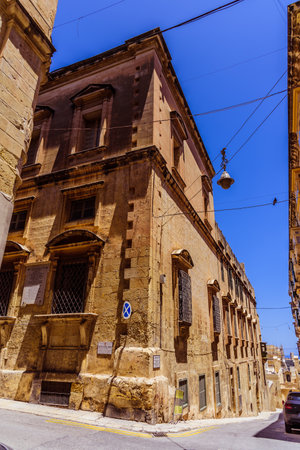 Valletta, Malta - June 20, 2019 - Narrow street in the city centerのeditorial素材