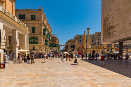 Valletta, Malta - June 20, 2019 -  Historical part of the city under blue sky of vacation periodのeditorial素材