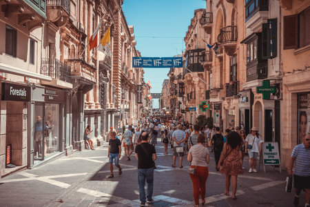 Valletta, Malta - June 20, 2019 -  Historical part of the city under blue sky of vacation periodのeditorial素材