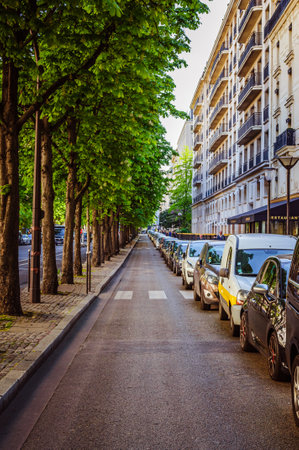 Paris, France - Apr 19, 2019 - huge amount of cars parked in the city centreのeditorial素材