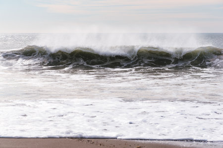 Stormy ocean with big wavesの写真素材