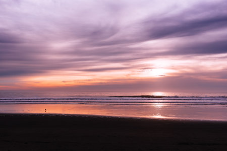 Colourful sunset on the beach in Californiaの写真素材