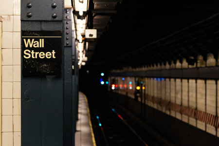Wall street subway station with no peopleの写真素材