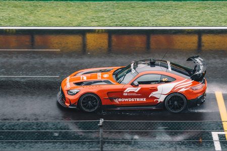 Spa Francoshamps, Belgium - Jul 27, 2024 - Safety Car before  sprint race for Formula 2 standing on...