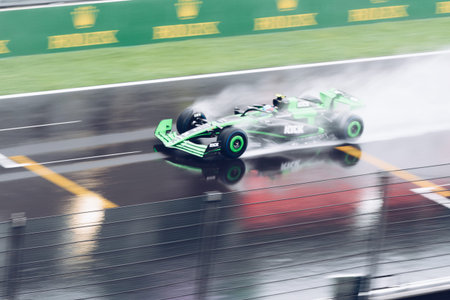Spa Francoshamps, Belgium - Jul 27, 2024 - Kick Sauber Formula 1 car during wet practice session