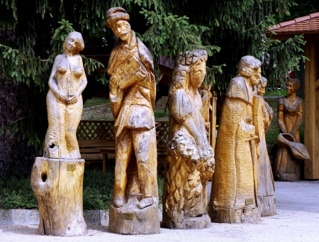 wooden statues,carving, Slovakiaの写真素材