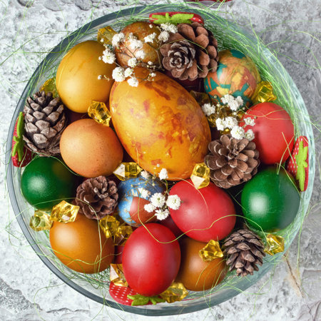 Easter eggs. Colorful Easter eggs with decoration.