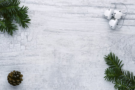 Christmas and New Year background with Christmas decorations, Media banner, Mockup, Flat design, Top...