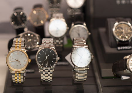 Luxury watches in a storeの写真素材