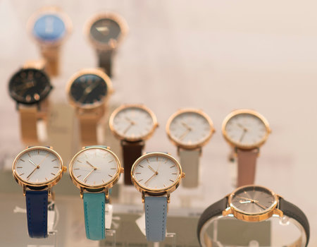 Luxury watches in a store