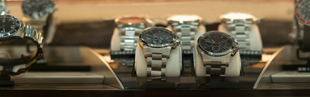 Luxury watches in a store