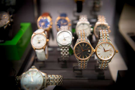 Luxury watches in a storeの写真素材