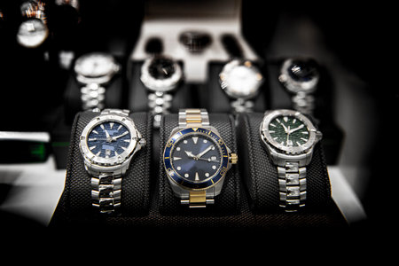 Luxury watches in a store