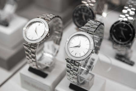 Luxury watches in a storeの写真素材