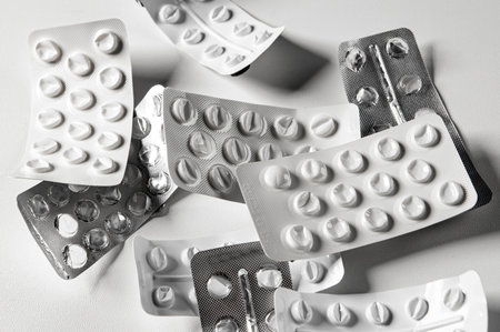 Empty medicine packages. Different types of drugs.