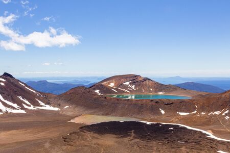 Tongariro alpine track. Blue lake. Valley of Three Volcanoes. North Island New zealandの写真素材