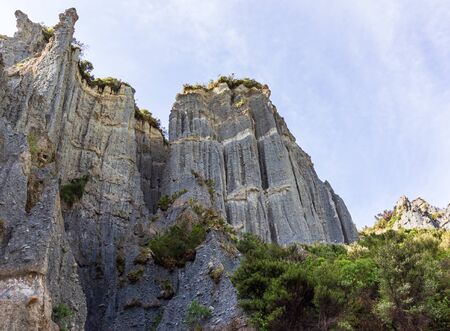Beauty of Putangirua Pinnacles. Steep cliffs of North Island, New Zealandの写真素材