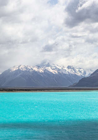 Lake Pukaki. Lake with turquoise water. Southern Alps. New Zealandの写真素材