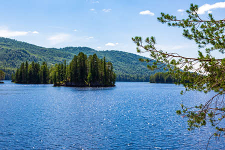 Islands on Lake Tagasuk. Russiaの写真素材
