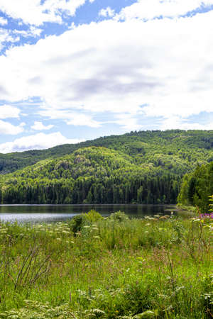 Clouds on Lake Tagasuk. Siberia, Russiaの写真素材