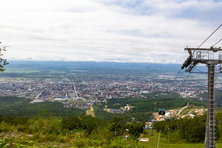 Aerial view of the city of Yuzhno-Sakhalinsk. Sakhalin, Russiaの写真素材