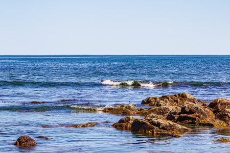 Okhotsk Sea Coast. Rocks, Waves. Sakhalin, Russiaの写真素材