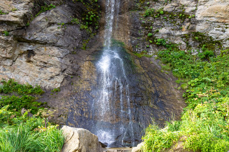 A small waterfall in the south of the island. South Sakhalin, Russiaの写真素材