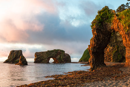Bird's Cape at sunrise, South Sakhalin, Russiaの写真素材