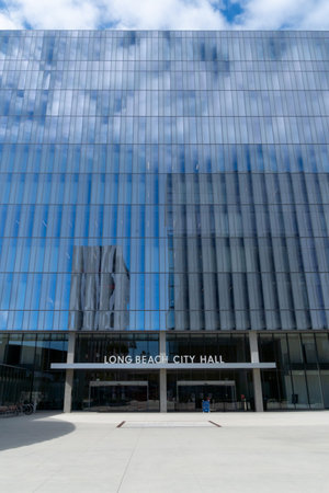 Long Beach City Hall, CA pictured during Coronavirus lock down