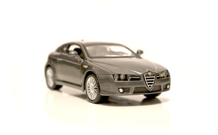 Model car grey metallic  on the white isolated background