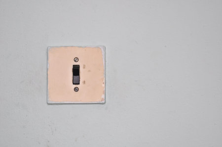 The old electric switch on a wallの写真素材