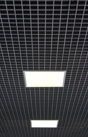 ceiling with white square lamps