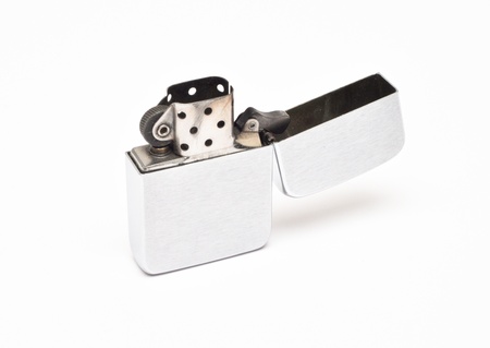 Lighter stainless steel isolated on whiteの写真素材