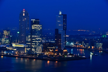 Rotterdam night aerial viewの写真素材