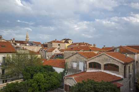 the old town with the residential developmentの写真素材