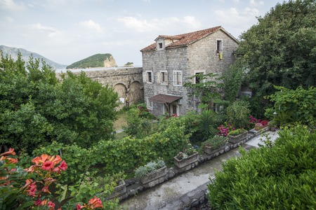 the old town in Budva, Montenegro in Europeの写真素材