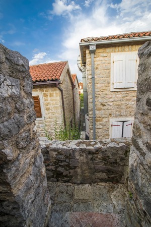 the old town in Budva, Montenegro in Europeの写真素材