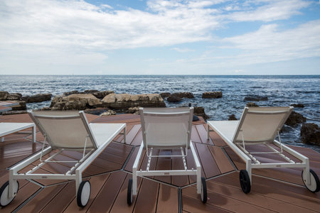 loungers on the rocky beaches of the Adriatic