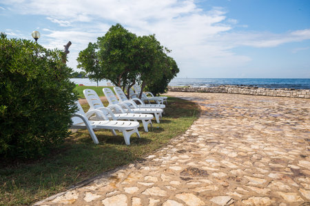 loungers on the rocky beaches of the Adriatic