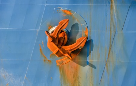 large anchor on board the cargo ship seaの写真素材