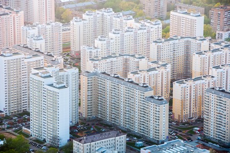 Bird's eye view on Marfino district of Moscow Russiaの写真素材