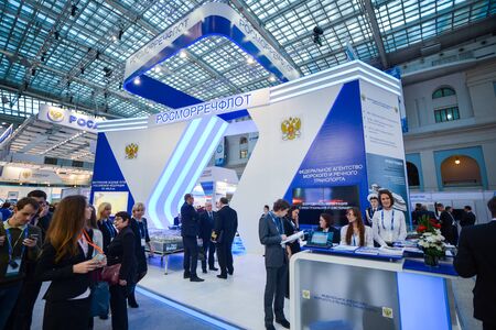 Rosmorrechflot booth at TransRussia 2016 - transport exhibition in Moscow, Russia, 30 november 2016のeditorial素材