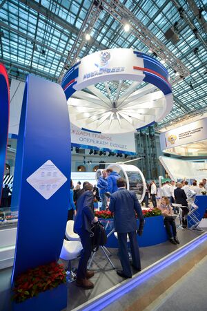 Rosavtodor booth at TransRussia 2016 - transport exhibition in Moscow, Russia, 30 november 2016のeditorial素材