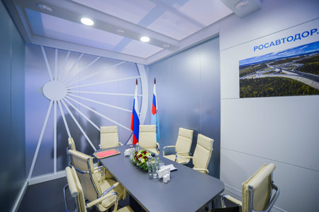 Rosavtodor booth at TransRussia 2016 - transport exhibition in Moscow, Russia, 30 november 2016