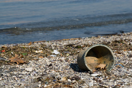 Garbages at the seaside