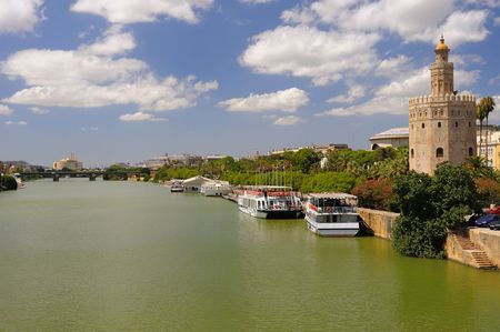 Guadalquivir river, Seville, Spainの写真素材