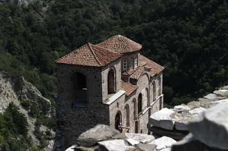 Old church at Asenova Krepost, Asenovgrad, Bulgariaの写真素材