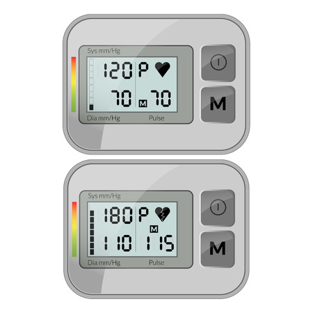 Realistic vector illustration of blood pressure measuring cuff isolated on white backgroundのイラスト素材