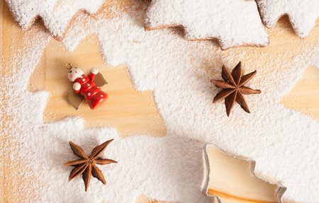 christmas gingerbread cookies baking processの写真素材